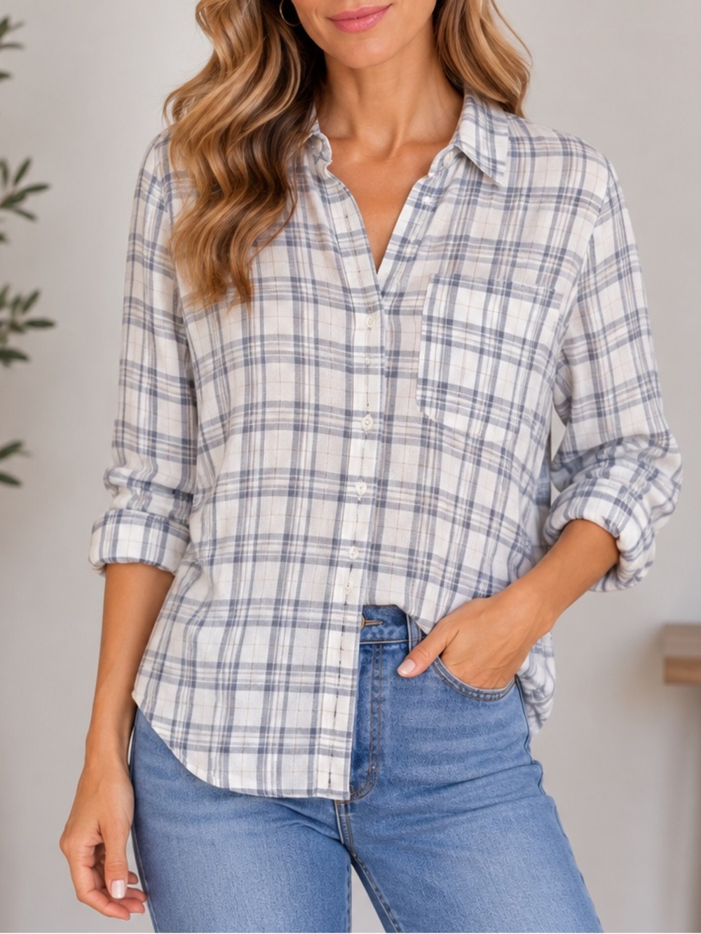 TNA Plaid Cotton‎ Shirt